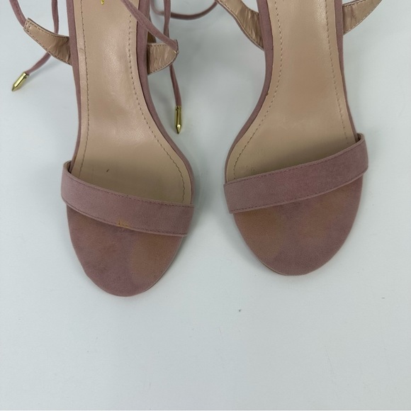 Lulus Dusty Pink Suede Aimee Open Toe Ankle Wrap Tie Heels Size 8.5 - Picture 8 of 17